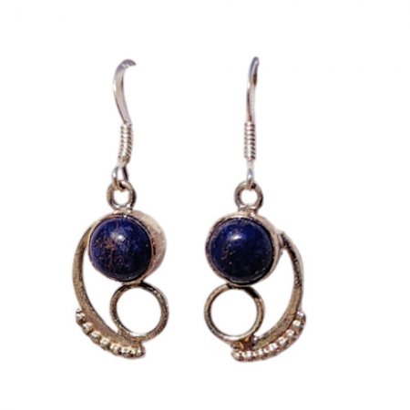 Spiral Lapis Lazuli Silver Earring SE-2021L