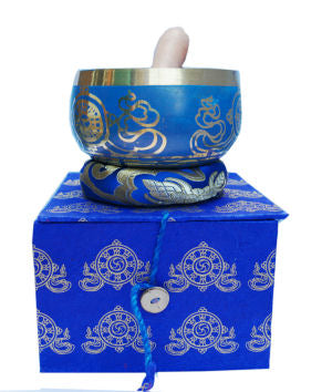 Blue singing bowl with gift  Box   4"   SB-129A