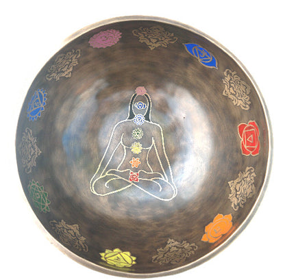 Chakra Carved Authentic  Hammer Singing bowl  10"