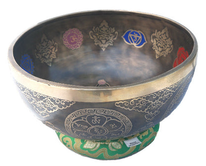 Chakra Carved Authentic  Hammer Singing bowl  10"
