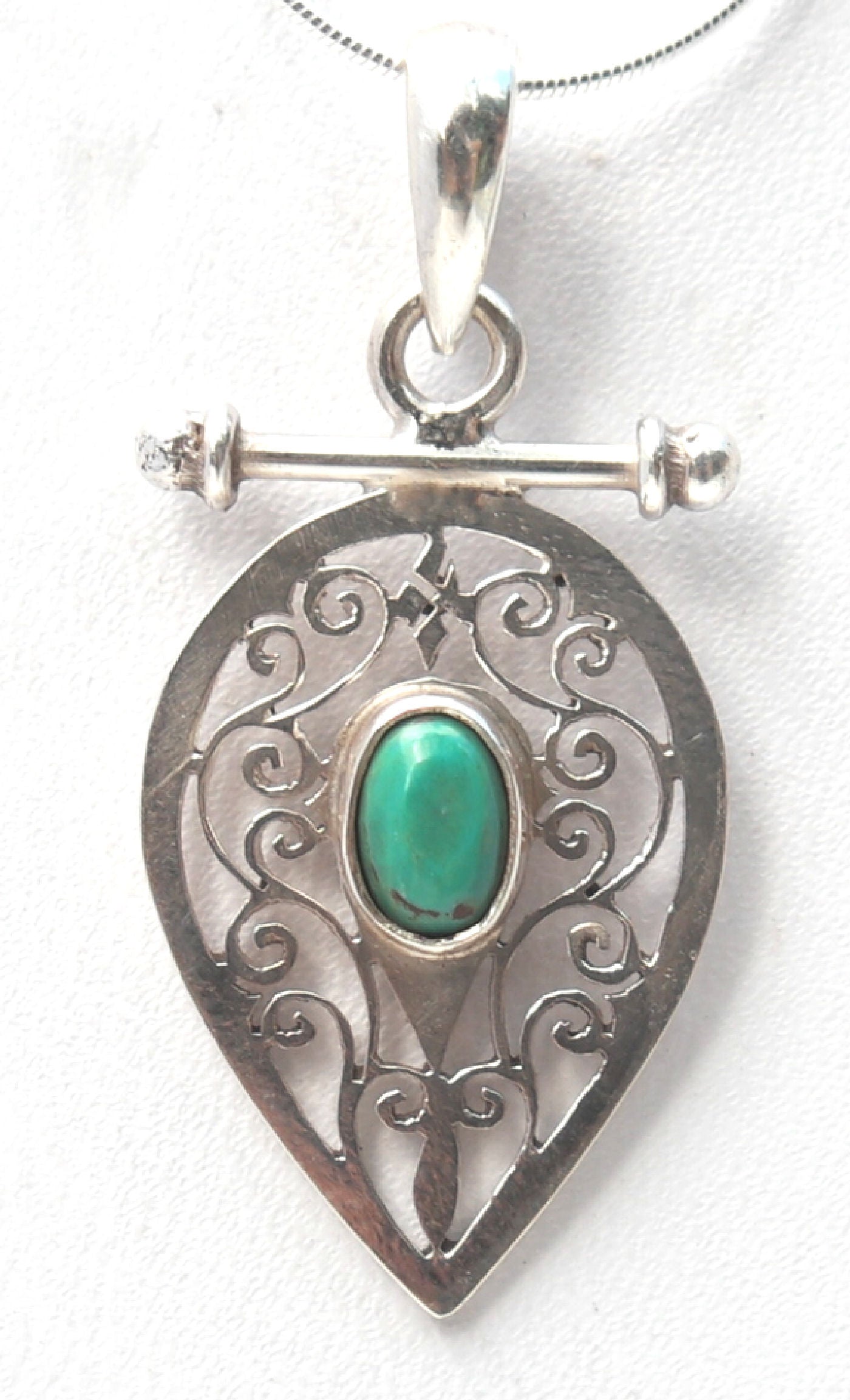 Sterling silver Jali pendent with Turquoise stone   RPP2010T