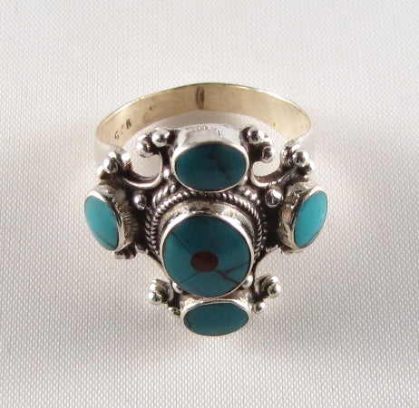 Tibetan Turquoise Ring in Sterling silver        PR-105C