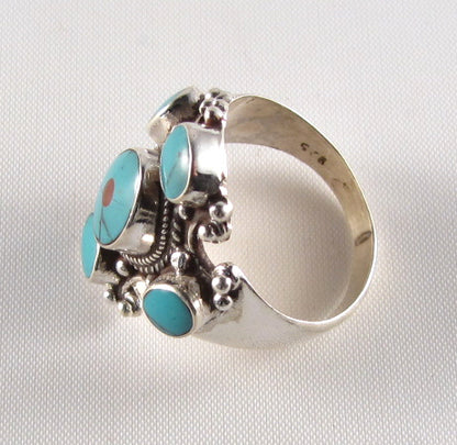 Tibetan Turquoise Ring in Sterling silver        PR-105C