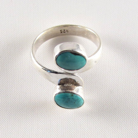 PR-112B     Turquoise Double stones Ring