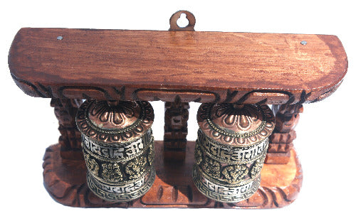 Multi Prayer Wheel with Wood Frame     W0183