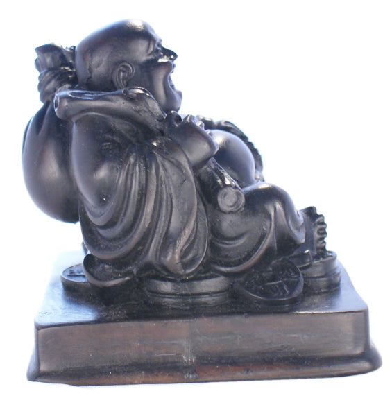 Resting Laughing Buddha wood looking        RN-130A