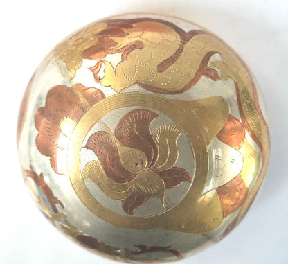 Silver Dragon singing bowl with silk pouch 3.5"    sbk-1215