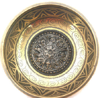 Singing bowl with Auspicious symbol 4" w-silk pouch  SB-830