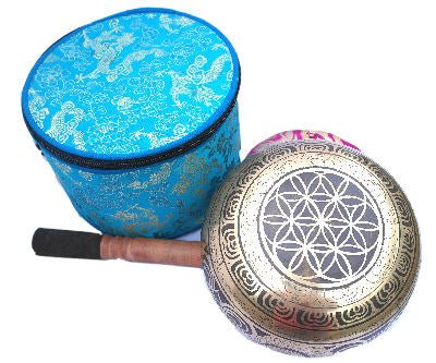 Flower of life  bowl w-silk pouch 6"     SB-835